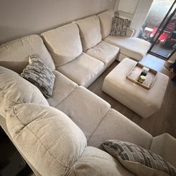 Sectional Sofa W/ Ottoman Beige. Need Gone ASAP  