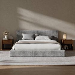 AirFrame King Size Bed Frame with Headboard, Cloud Upholstered Platform Bed Frame, 5 Inch Foam Cushioned, No Box Spring, Easy Assembly