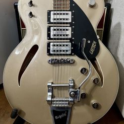 Gretsch 2627T Streamliner Semi-Hollowbody Shoreline Gold 3 Broad'Trons Many Upgrades Excellent Condition
