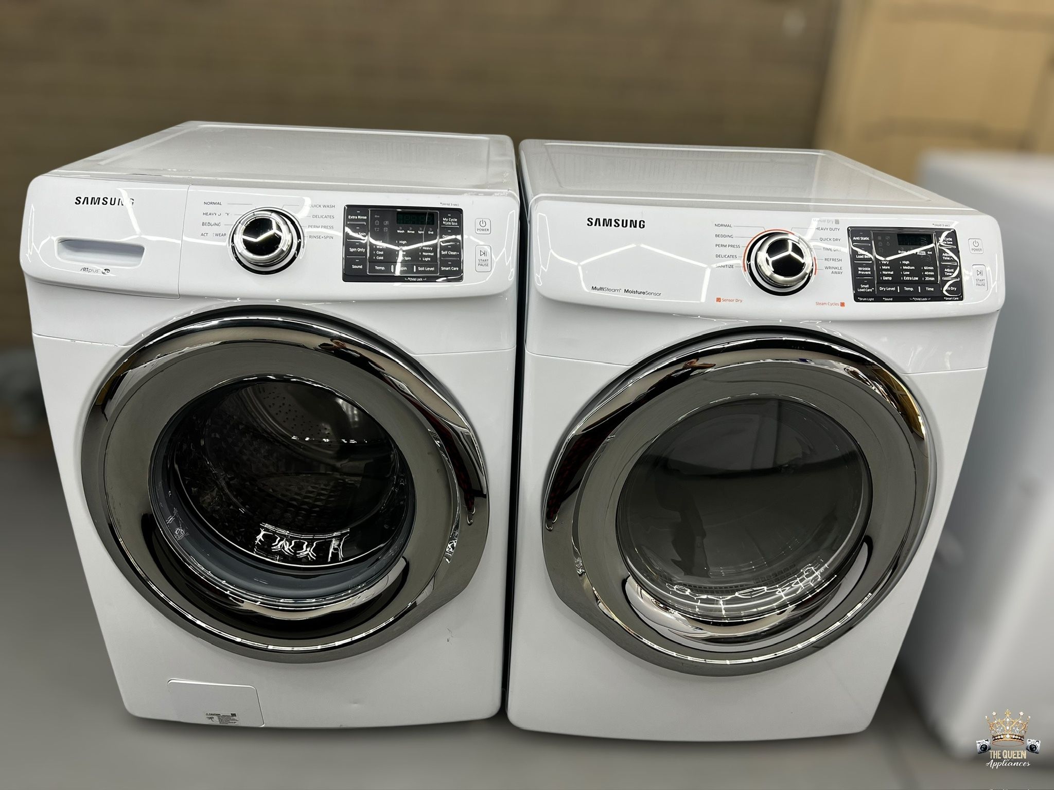Samsung washer and electric dryer set.