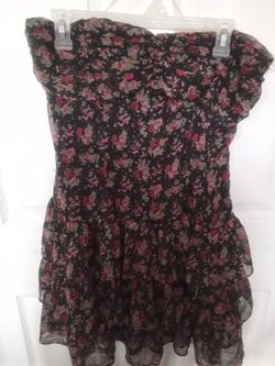 Black Floral Ruffle Mini Dress