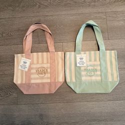 Trader Joe’s Striped Mini Canvas Tote Bags New Set of 2