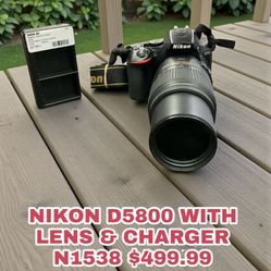 NIKON D5800 WITH LENS & CHARGER N1538