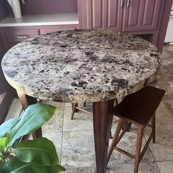 Round Marble Table Top With Stools
