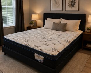 Bed frame black king size new and king regular mattress