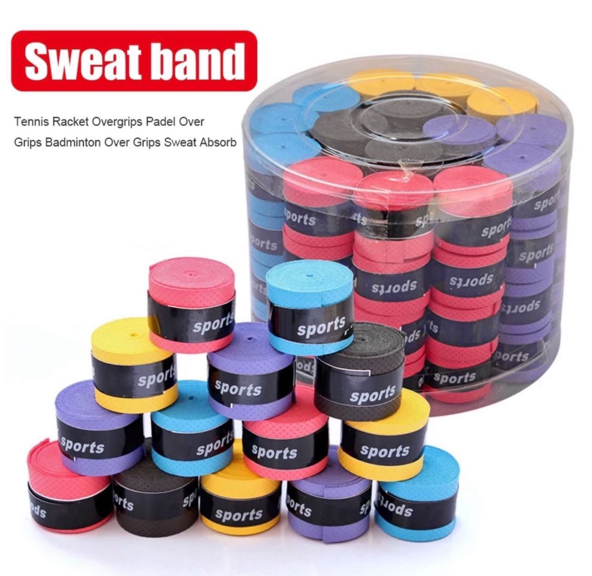 10 Pack Overgrips Tennis Racket, Padel, Badminton, Mix Colors.