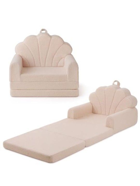Blissful Diary Kids Couch, 2-in-1 Soft Toddler Couch Fold Out, Toddler Chair Comfy, Convertible Sofa