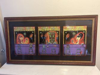 Tiki Bar Art Joanna Nelson 50in 27in Custom Frame