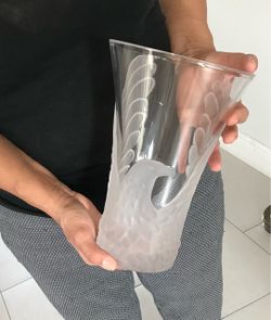 Clear Glass Vase with Etched Bird Design