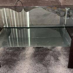 2 Tier Glass Coffee Table Room Tempered Glass Coffee Table