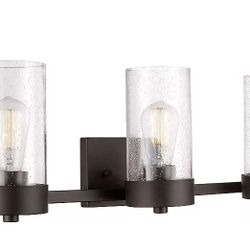 Bathroom Vanity Light Fixture & Bulbs - Bronze - New!