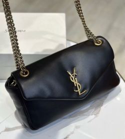 Saint Laurent Black Leather Chain Shoulder Bag