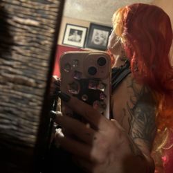 Res/orange fiery full head wig no lace