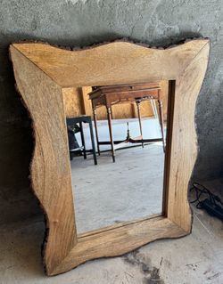 Large Handcrafted India Maplewood Wall Hanging Mirror 22x29