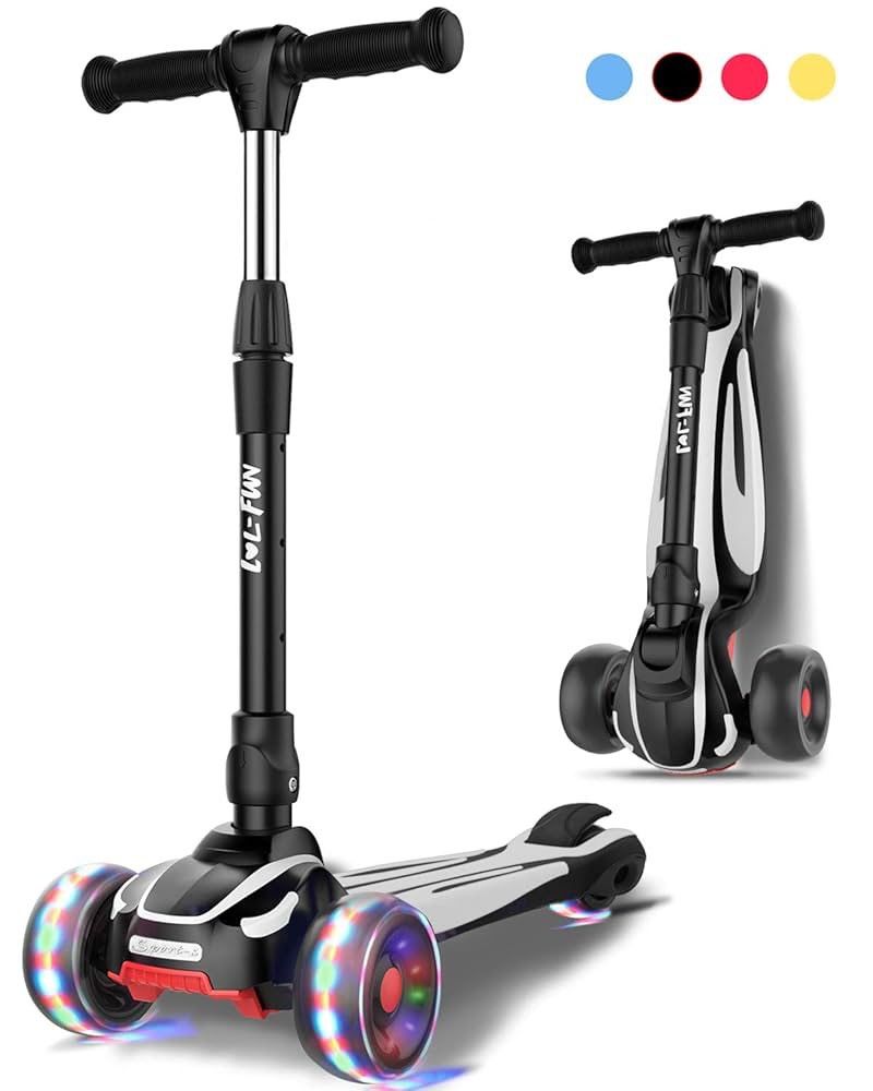 L243 Toddler Scooter for Kids Ages 3-12 Years Old Boy Girl with 3 Wheel LED Lights, Extra-Wide Childrens Foldable Kick Scooter Kids Ages 3-5 with