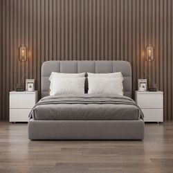 15.7" Modern White 2-Drawer Nightstan d with Hidden Handles for Bedroom