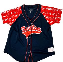 Boston Red Sox Button Up Jersey Womens Large Genuine Merchandise