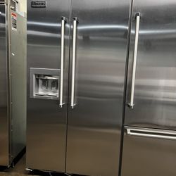 Viking 42”Wide Built In Stainless Steel Side By Side Refrigerator 