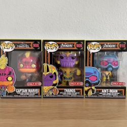 Funko Pop! Marvel Infinity Saga Blacklight Set Captain Marvel Thanos Antman
