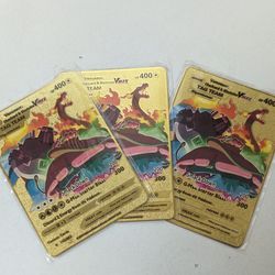 Custom Art Pokemon Metal TCG Trading Cards Lot Of 7