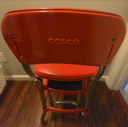 Vintage COSCO Red Step Stool Chair Mid Century Kitchen Ladder