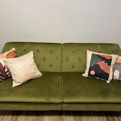 Green Velvet Futon Couch 