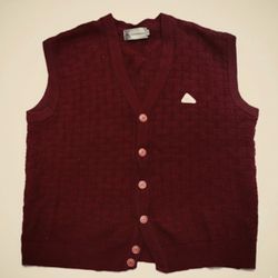 MONTECARLO COLLECTION, MAGNA WOOL, MAN'S  BURGUNDY BUTTON-UP SWEATER VEST. SIZE:XL.