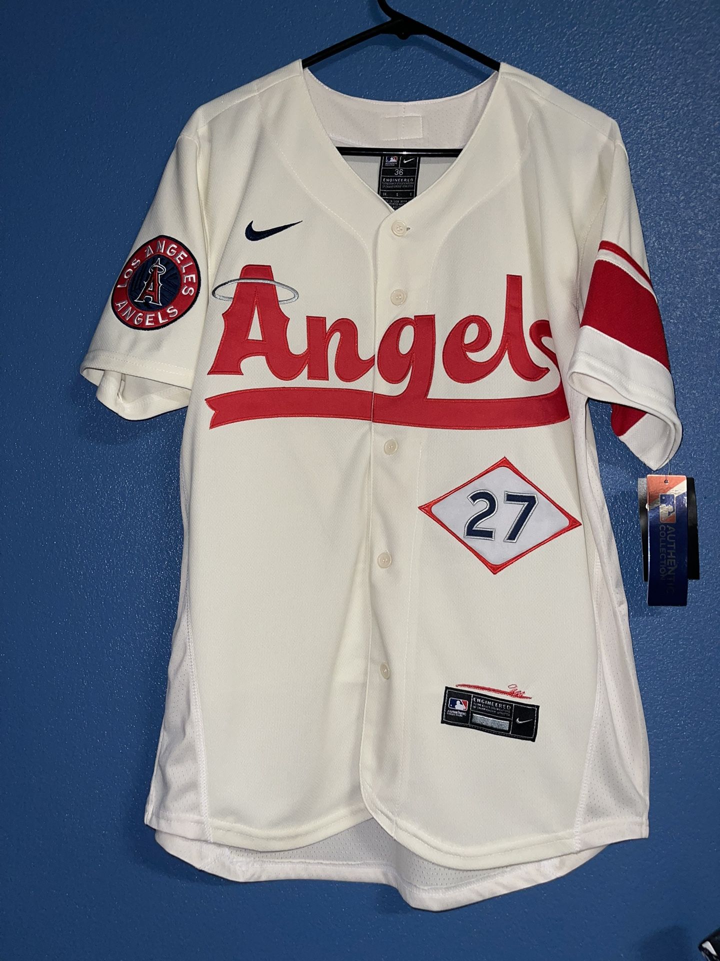 Anaheim Angels Mike Trout 27 Cream city edition Jersey