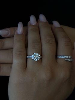3CT Round Cut Lab Grown Diamond Engagement Ring With SideStones In Platinum