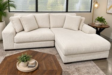 BEIGE CORDUROY 2 Piece Sectional 🛋️🤍