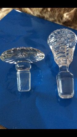 2 Vintage Crystal Old Wine Bottle Stoppers.