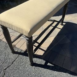 Counter Height Bench Stool Yellow Fabric