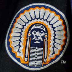 University Of Illinois Chief Illiniwek Men's XL Leather Jacket Baseball Letterman 