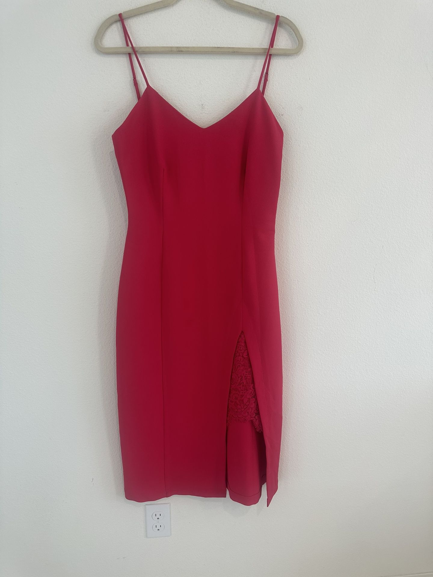 NSR Vibrant Pink Midi Dress With Slit