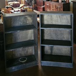 Set of 2 Wooden Bookshelves – Sturdy Storage Shelves, Dark Stain