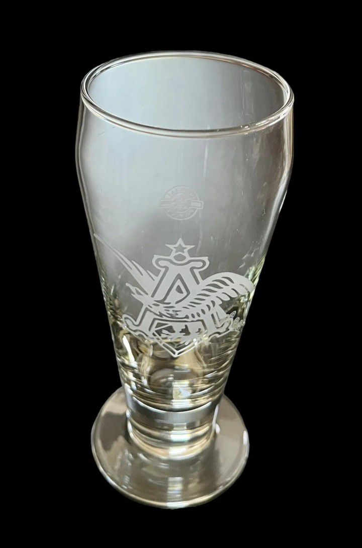 Vintage ANHEUSER-BUSCH Budweiser Footed PILSNER Beer Glass Etched DAD Logo 2of2