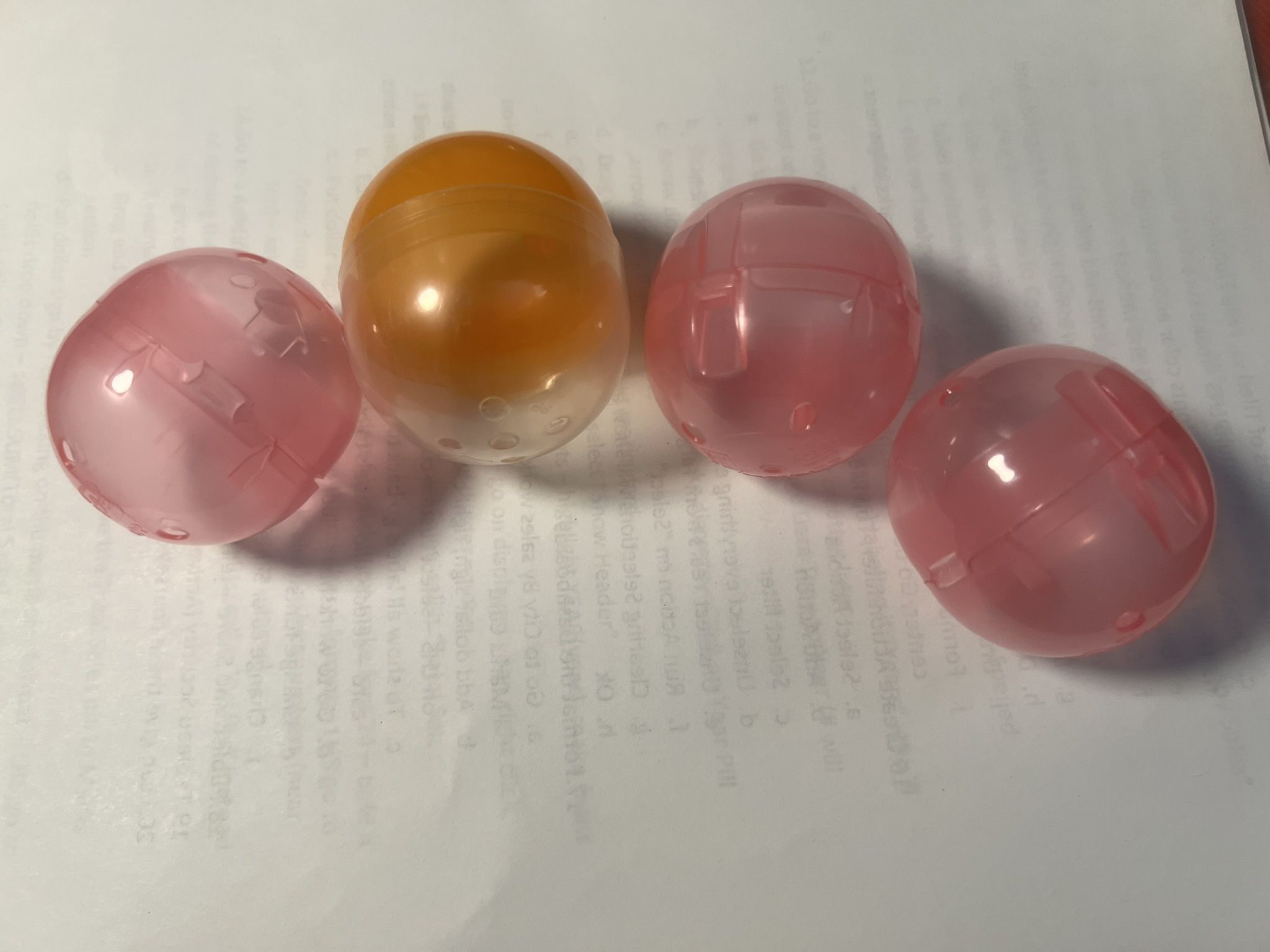 Four Empty Mini Capsule GachaPon Balls