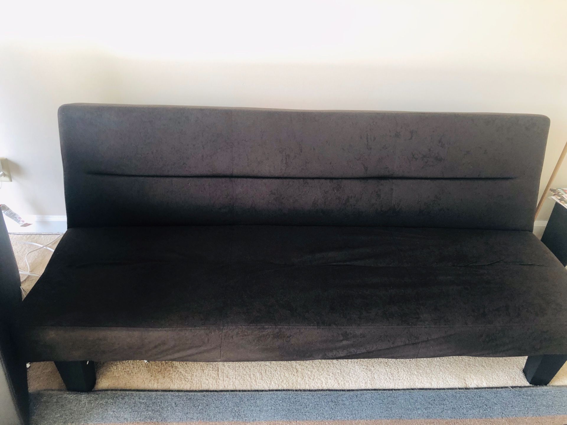 Futon couch black, it can be converted into small/twin bed (with microfiber cover)