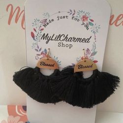Black Blessed handmade Tassel Earrings NEW