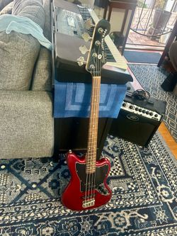 Used Squier JAGUAR BASS red Electric Bass Guitar