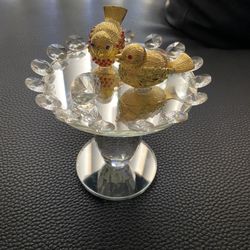Gold Plated Baby Birds crystal table decor.