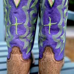 Twisted X Women's Boots All Leather Purple And Green Like New