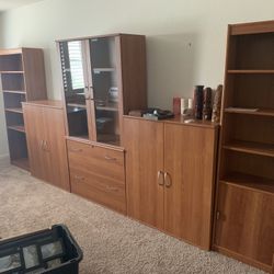 Display Cabinets And Bookshelf Set - Will Sell As Set Or Separate