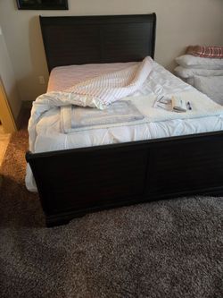 Cherry wood slegh Bed queen size frame .