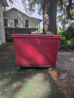 Large Red Plastic Utility Cart on Wheels