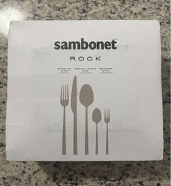 Sambonet Rock Flatware Set 60 Pieces, Stainless Steel Mirror Steel