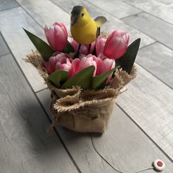 Bird Canary Singing Bouquet Flower Flowers