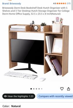 Briwooody Dorm Desk Bookshelf Desk Hutch Organizer