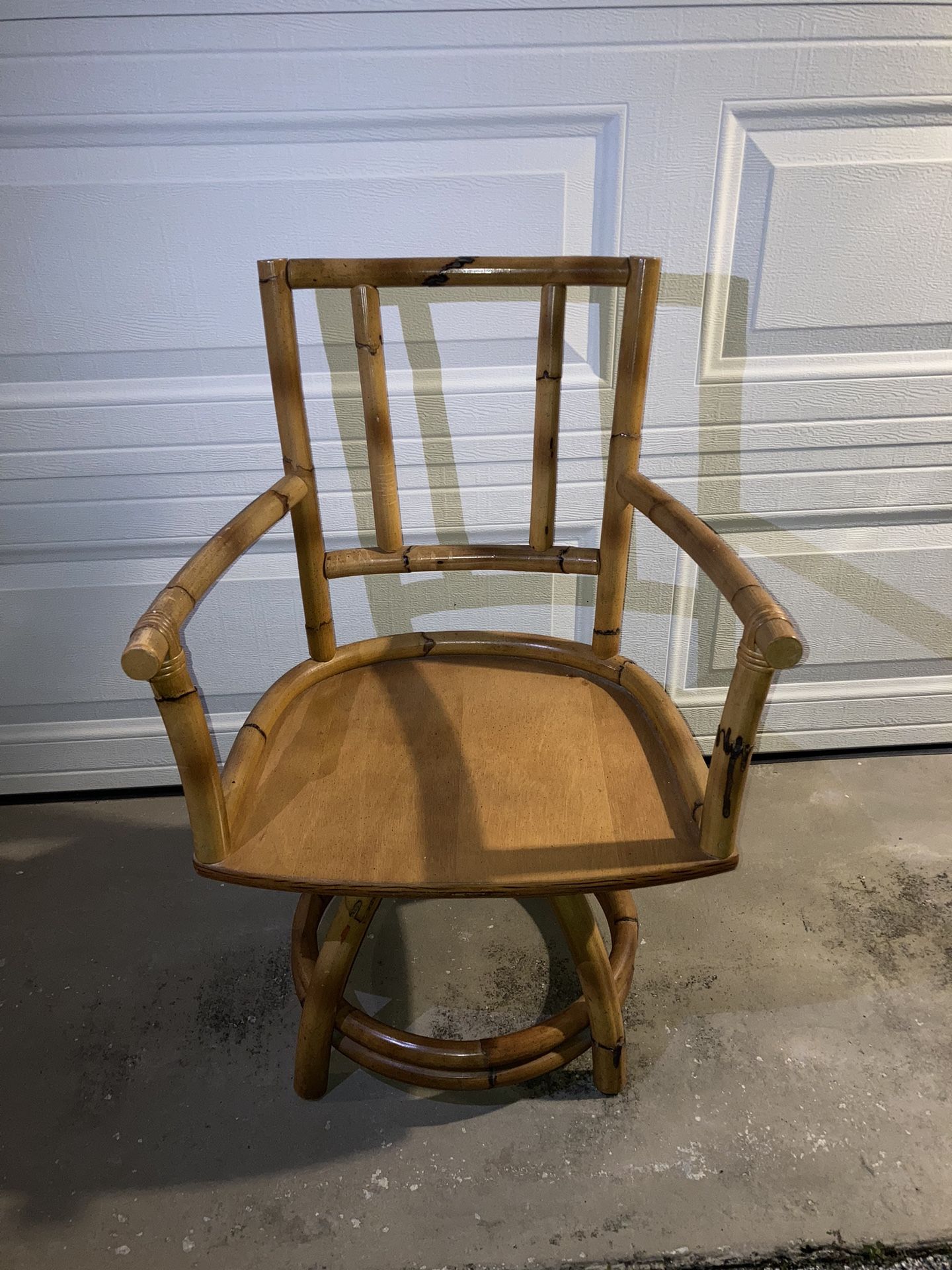 One (1) Vintage Bamboo Swivel Chair | Dining Chair
