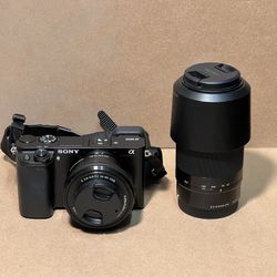 SONY A6000 24.3MP DIGITAL CAMERA with 2 lenses. (Low shutter count)